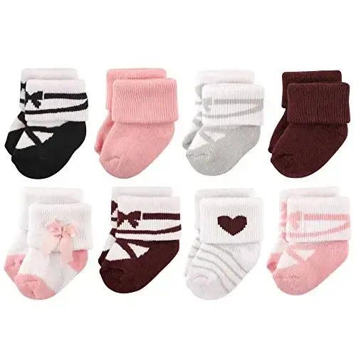 Hudson Baby Baby Girls' Cotton Rich Newborn and Terry Socks 