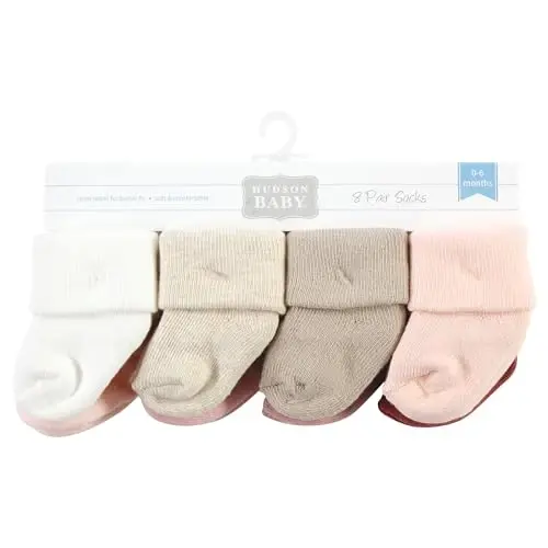 Hudson Baby Baby Girls' Cotton Rich Newborn and Terry Socks - 2
