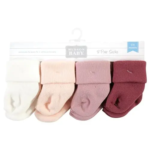 Hudson Baby Baby Girls' Cotton Rich Newborn and Terry Socks - 2