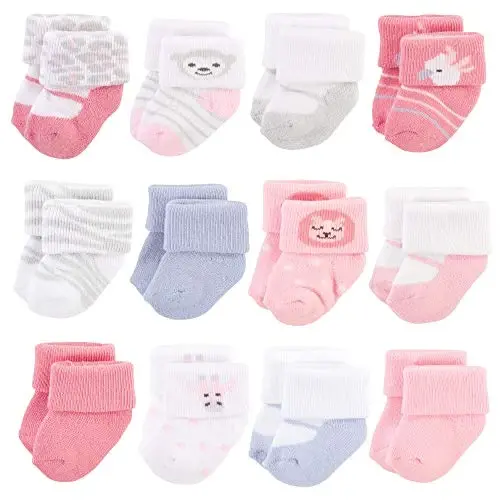 Hudson Baby Baby Girls' Cotton Rich Newborn and Terry Socks - 1