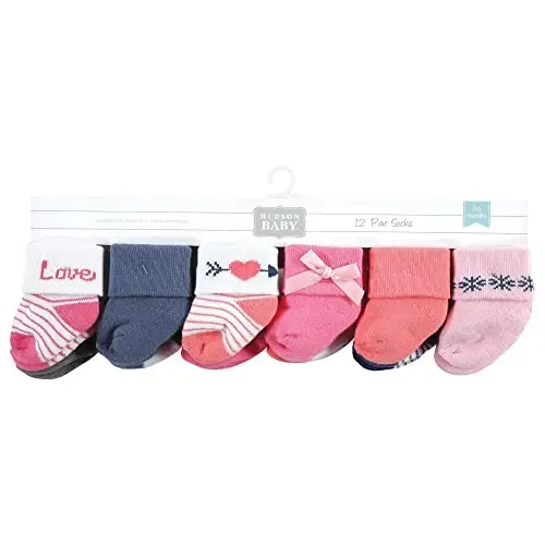 Hudson Baby Baby Girls' Cotton Rich Newborn and Terry Socks - 2