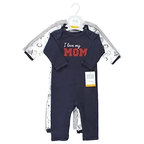 Hudson Baby Girls Unisex Cotton Coveralls, Love Mom, 12-18 Months, Love Mom, 12-18 Months US - HUDSON BABY (1)