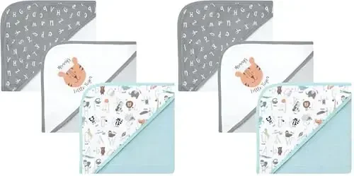 Hudson Baby Unisex Baby Cotton Rich Hooded Towels, Alphabet, One Size (Pack of 2) - 5