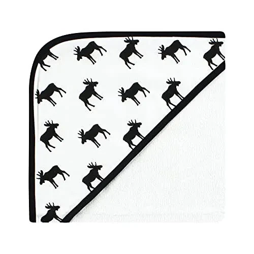 Hudson Baby Unisex Baby Cotton Rich Hooded Towels, Black Moose, One Size - 4
