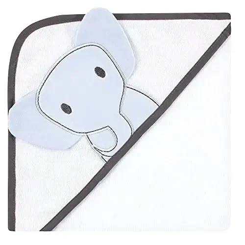 Hudson Baby Unisex Baby Cotton Rich Hooded Towels, Blue Elephant, One Size - 3