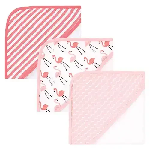 Hudson Baby Unisex Baby Cotton Rich Hooded Towels, Coral Flamingo, One Size - MODAZONE