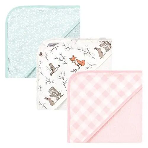 Hudson Baby Unisex Baby Cotton Rich Hooded Towels, Enchanted Forest, One Size - Hudson Baby