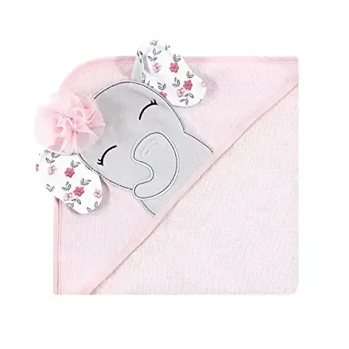 Hudson Baby Unisex Baby Cotton Rich Hooded Towels, Floral Pretty Elephant, One Size - 4