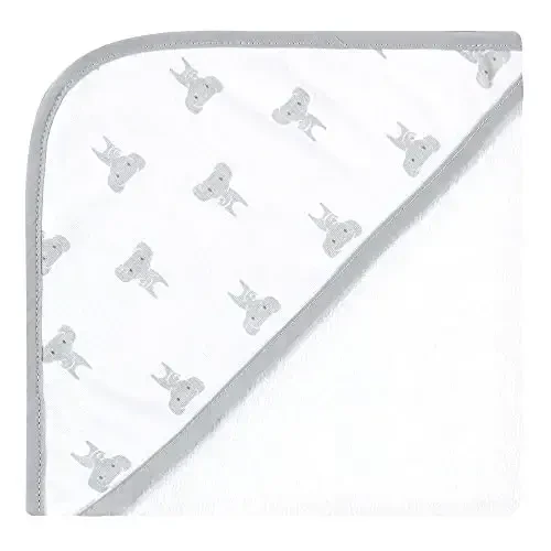 Hudson Baby Unisex Baby Cotton Rich Hooded Towels, Gray Modern Elephant, One Size - 4