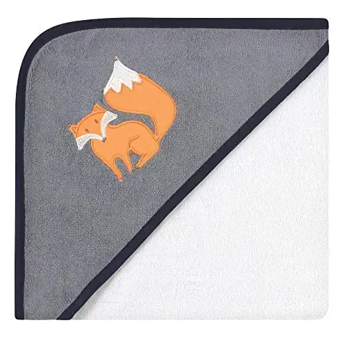 Hudson Baby Unisex Baby Cotton Rich Hooded Towels, Orange Fox, One Size - 3