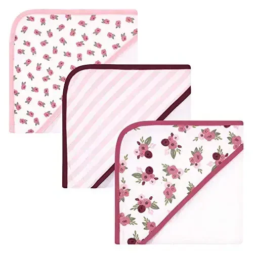 Hudson Baby Unisex Baby Cotton Rich Hooded Towels, Warm Floral, One Size 