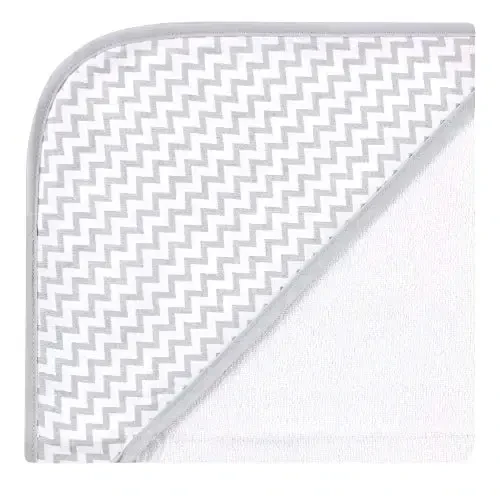 Hudson Baby Unisex Baby Cotton Rich Hooded Towels, White Dots Gray Elephant, One Size - 4