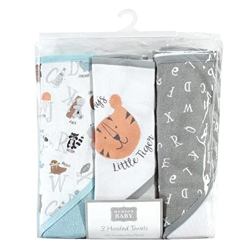 Hudson Baby Unisex Baby Cotton Rich kaputli sochiqlar, Alifbolar, Bir o'lcham - 7