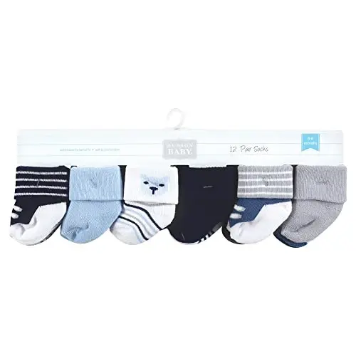 Hudson Baby Unisex Baby Cotton Rich Newborn and Terry Socks - 2