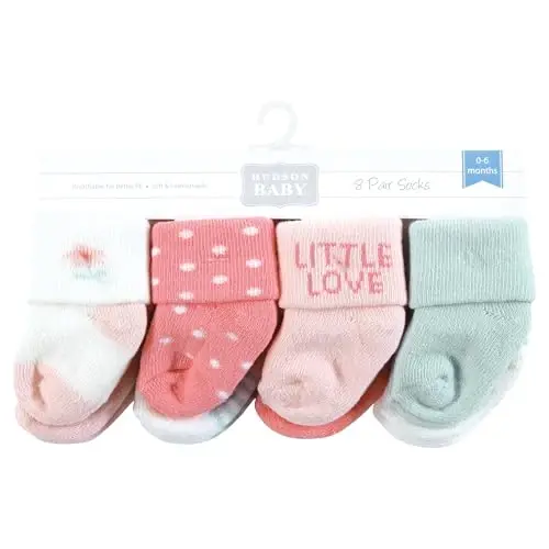 Hudson Baby Unisex Baby Cotton Rich Newborn and Terry Socks - 2