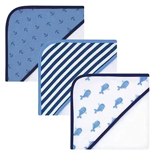 Hudson Baby Unisex Baby Rayon from Bamboo Rich Hooded Towels, Blue Whale, One Size - HUDSON BABY