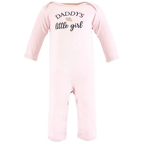 Hudson Baby Unisex Baby Cotton Coveralls, Girl-Daddy Pink Navy, 0-3 Months - 4