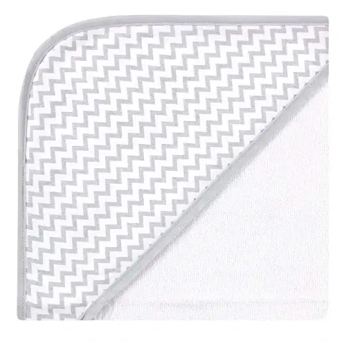 Hudson Baby Unisex Baby Cotton Rich Hooded Towels, White Dots Gray Elephant, One Size - 4