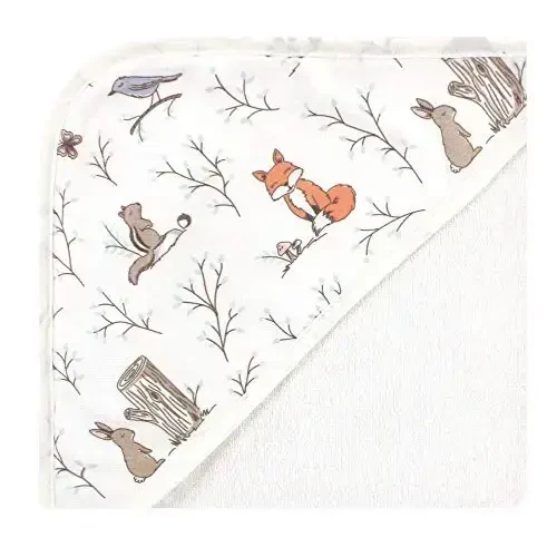 Hudson Baby Unisex Baby Cotton Rich Hooded Towels, Enchanted Forest, One Size - 3