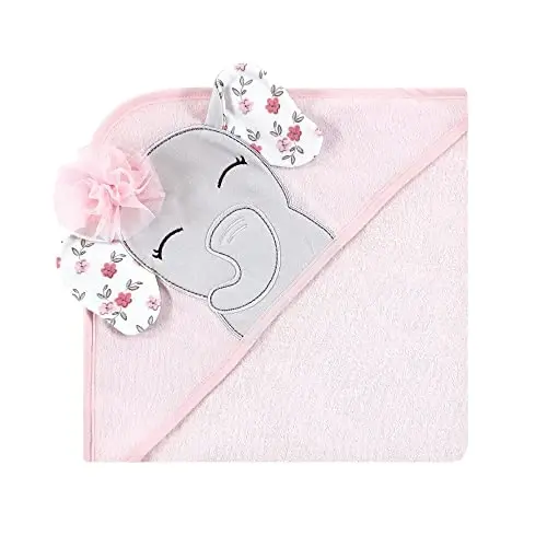 Hudson Baby Unisex Baby Cotton Rich Hooded Towels, Floral Pretty Elephant, One Size - 4