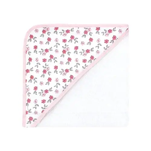 Hudson Baby Unisex Baby Cotton Rich Hooded Towels, Floral Pretty Elephant, One Size - 3