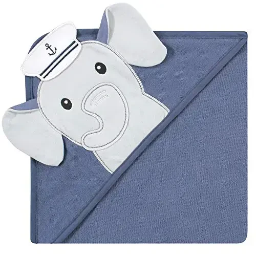 Hudson Baby Unisex Baby Cotton Rich Hooded Towels, Sailor Elephant, One Size - 3