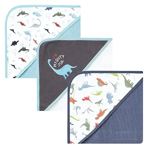 Hudson Baby Unisex Baby Cotton Rich Hooded Towels, Dinosaurs, One Size - HUDSON BABY