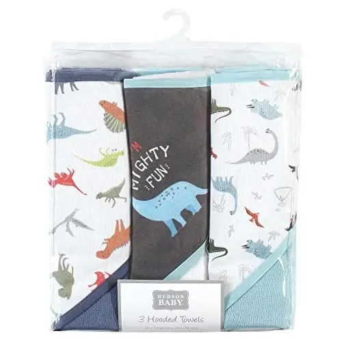 Hudson Baby Unisex Baby Cotton Rich Hooded Towels, Dinosaurs, One Size - HUDSON BABY (1)