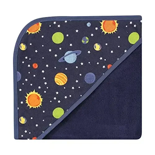 Hudson Baby Unisex Baby Cotton Rich Hooded Towels, Solar System, One Size - 4