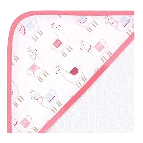 Hudson Baby Unisex Baby Cotton Rich Hooded Towels, Llama, One Size (Pack of 2) - 2