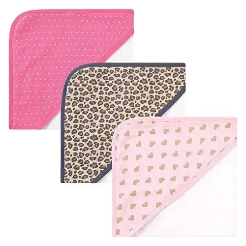 Hudson Baby Unisex Baby Cotton Rich Hooded Towels, Leopard, One Size 