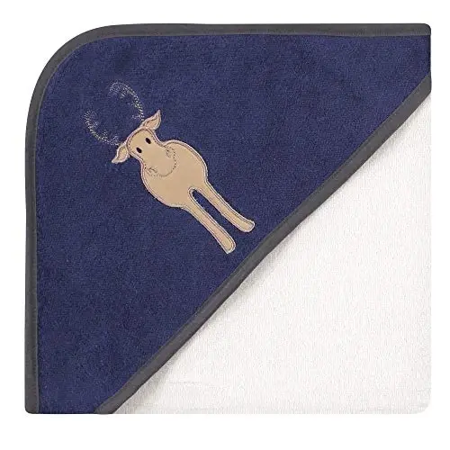 Hudson Baby Unisex Baby Cotton Rich Hooded Towels, Blue Moose, One Size - 2