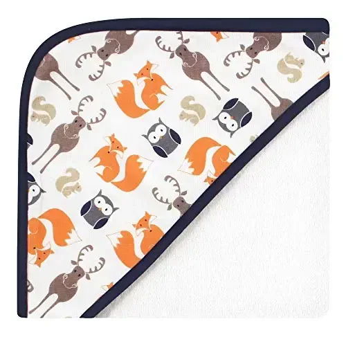 Hudson Baby Unisex Baby Cotton Rich Hooded Towels, Blue Moose, One Size - 3