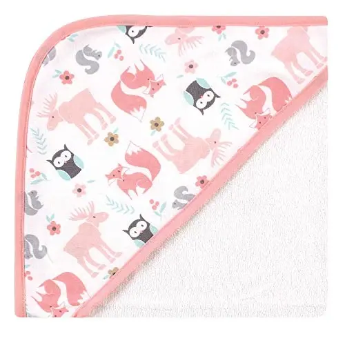 Hudson Baby Unisex Baby Cotton Rich Hooded Towels, Pink Fox, One Size - HUDSON BABY (1)