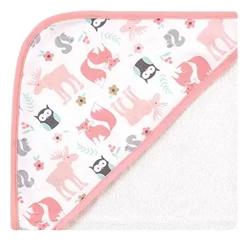 Hudson Baby Unisex Baby Cotton Rich Hooded Towels, Pink Fox, One Size - MODAZONE (1)