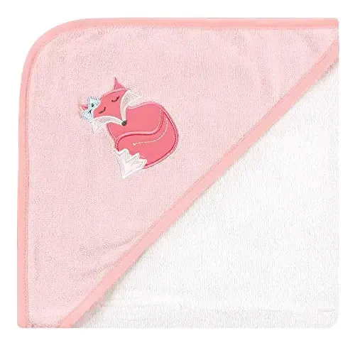 Hudson Baby Unisex Baby Cotton Rich Hooded Towels, Pink Fox, One Size - 3