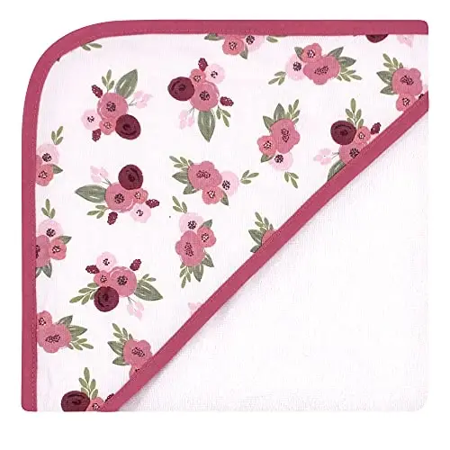 Hudson Baby Unisex Baby Cotton Rich Hooded Towels, Warm Floral, One Size - 2