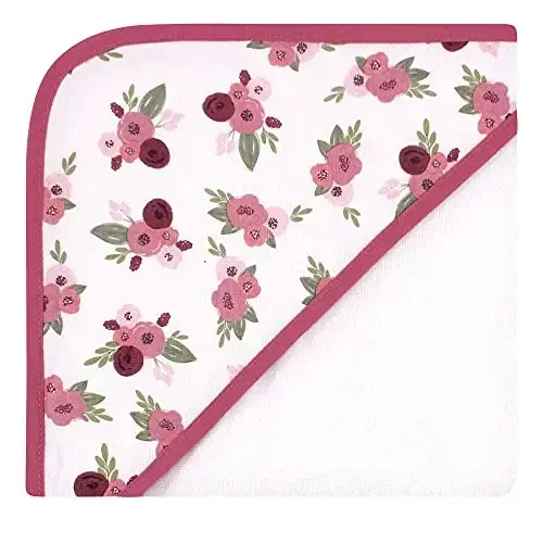 Hudson Baby Unisex Baby Cotton Rich Hooded Towels, Warm Floral, One Size - MODAZONE (1)