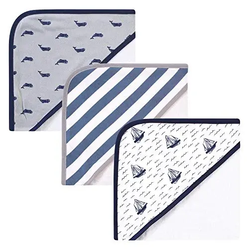 Hudson Baby Unisex Baby Cotton Rich Hooded Towels, Sailboat, One Size - HUDSON BABY