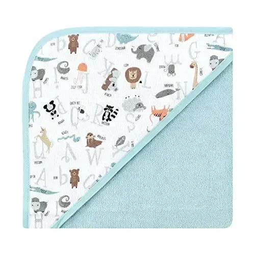 Hudson Baby Unisex Baby Cotton Rich Hooded Towels, Alphabet, One Size (Pack of 2) - 2
