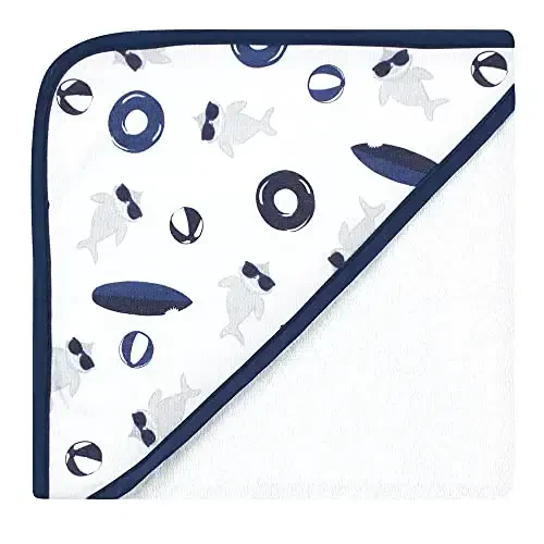 Hudson Baby Unisex Baby Cotton Rich Hooded Towels, Gray Shark, One Size - 4