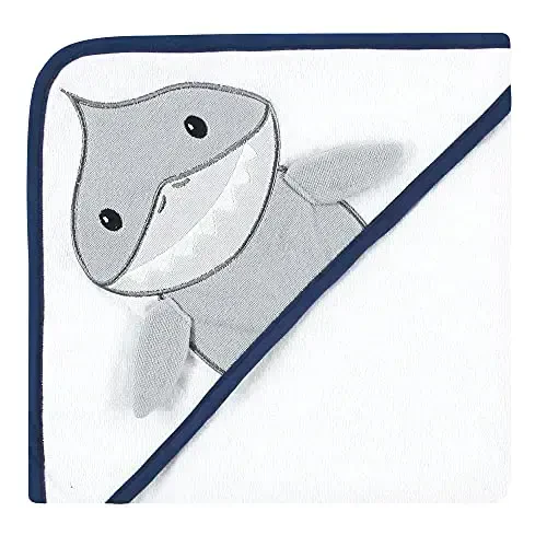 Hudson Baby Unisex Baby Cotton Rich Hooded Towels, Gray Shark, One Size - 3