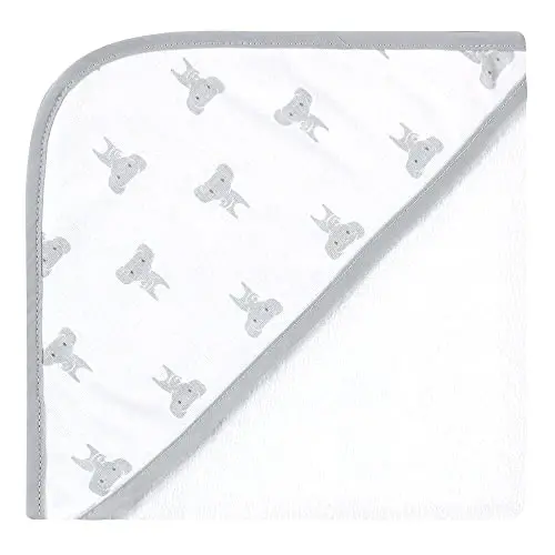 Hudson Baby Unisex Baby Cotton Rich Hooded Towels, Gray Modern Elephant, One Size - 4