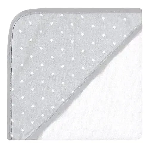 Hudson Baby Unisex Baby Cotton Rich Hooded Towels, Gray Modern Elephant, One Size - 2