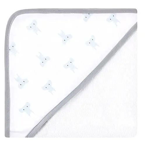 Hudson Baby Unisex Baby Cotton Rich Hooded Towels, Blue Elephant, One Size - 4