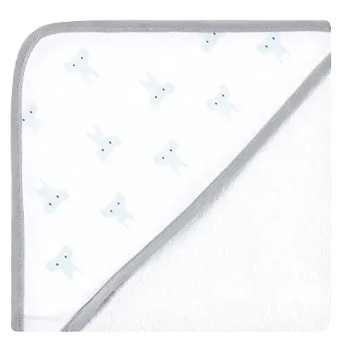 Hudson Baby Unisex Baby Cotton Rich Hooded Towels, Blue Elephant, One Size - 4