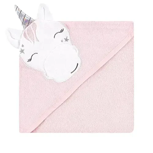 Hudson Baby Unisex Baby Cotton Rich Hooded Towels, Pink Unicorn, One Size - 4