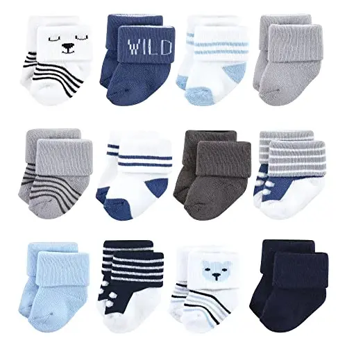 Hudson Baby Unisex Baby Cotton Rich Newborn and Terry Socks - 1