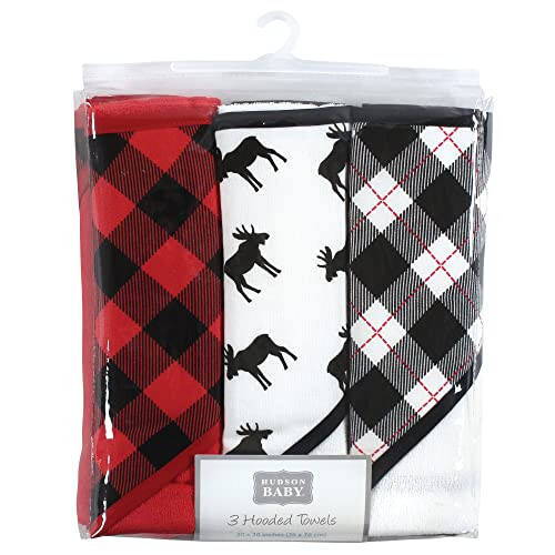 Hudson Baby Unisex Baby Cotton Rich Hooded Towels, Black Moose, One Size - 2
