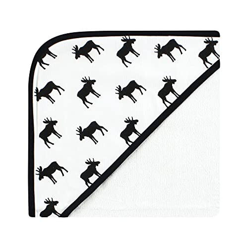 Hudson Baby Unisex Baby Cotton Rich Hooded Towels, Black Moose, One Size - 4